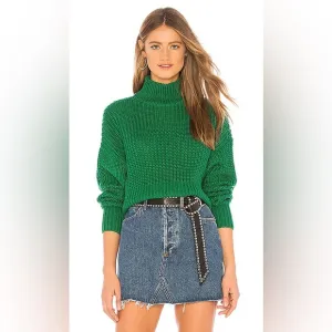 Lovers &amp; friends cropped emerald sweater size xs