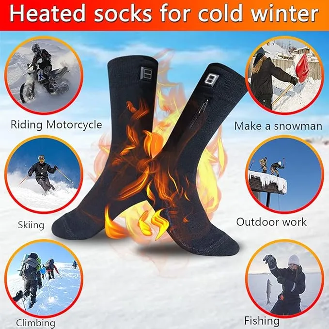 LPCRILLY Rechargeabel Electric Heated Socks ,3.7V Lower Safety Voltage Battery Powered Heating Hosiery For Men and Women, Riding Motorcycle and Bicycle Camping Hiking Fishing Skiing In Cold Winter Thermal socks foot warmer