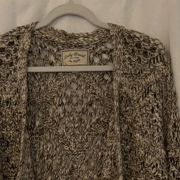 lucky brand diamond knit wool blend chunky cardigan