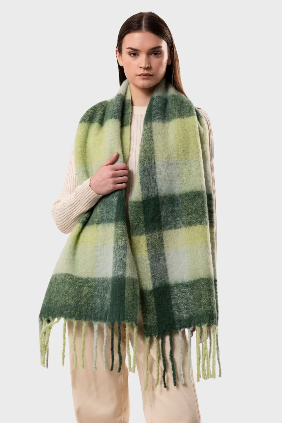Lumi Plaid Chunky Wool Mohair Scarf