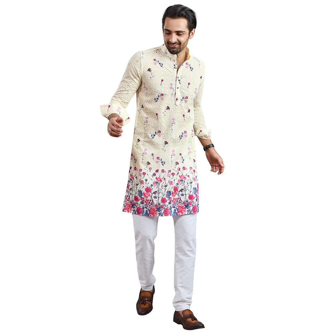 Lush Meadow Off-White Plain Kurta