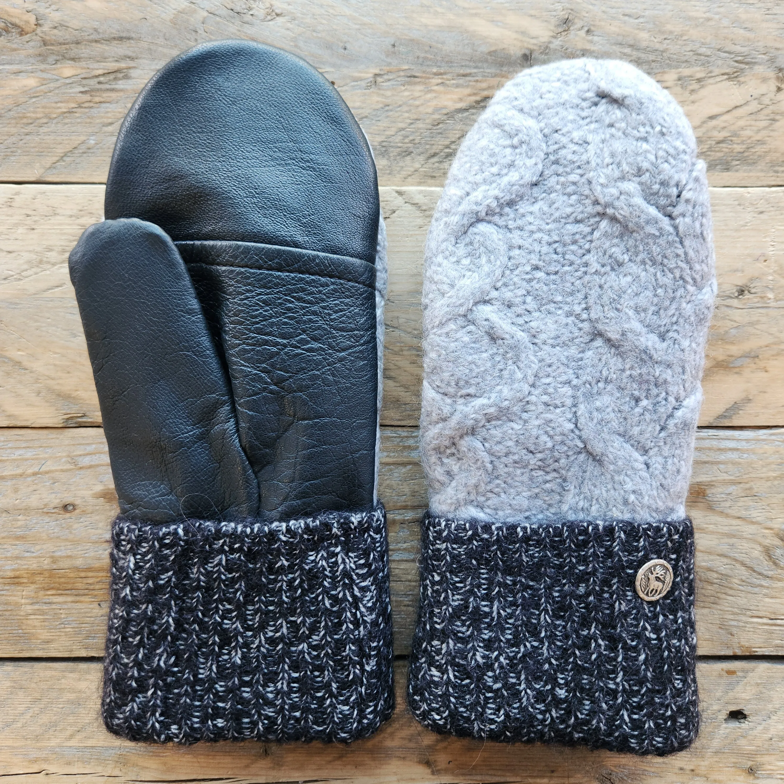Luxe Wool Mittens with Leather or Suede