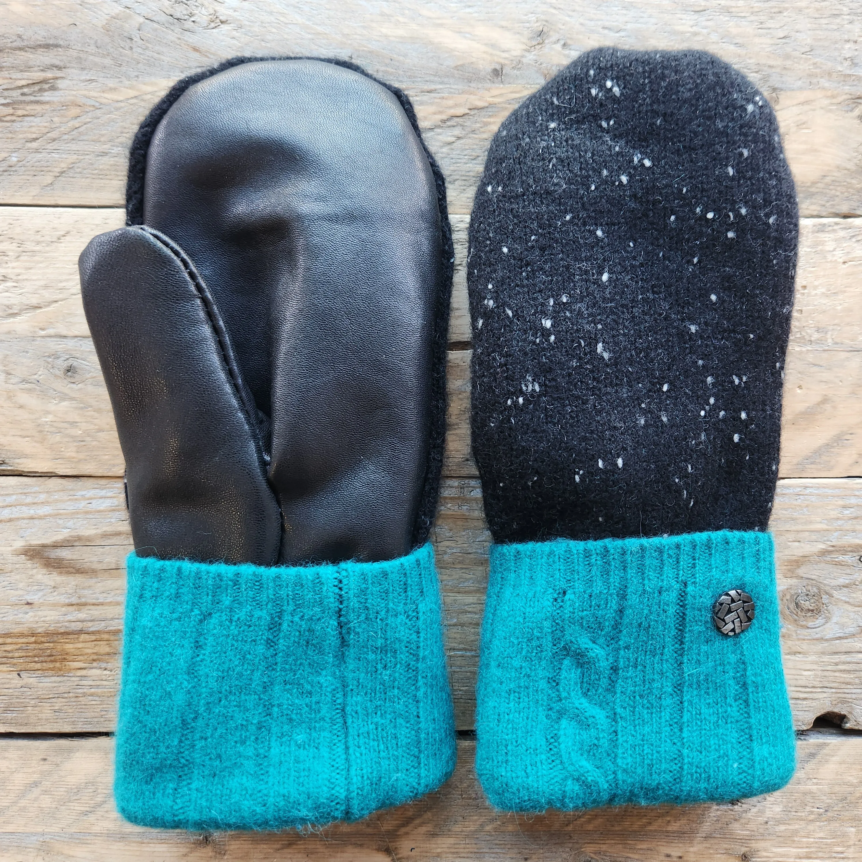 Luxe Wool Mittens with Leather or Suede