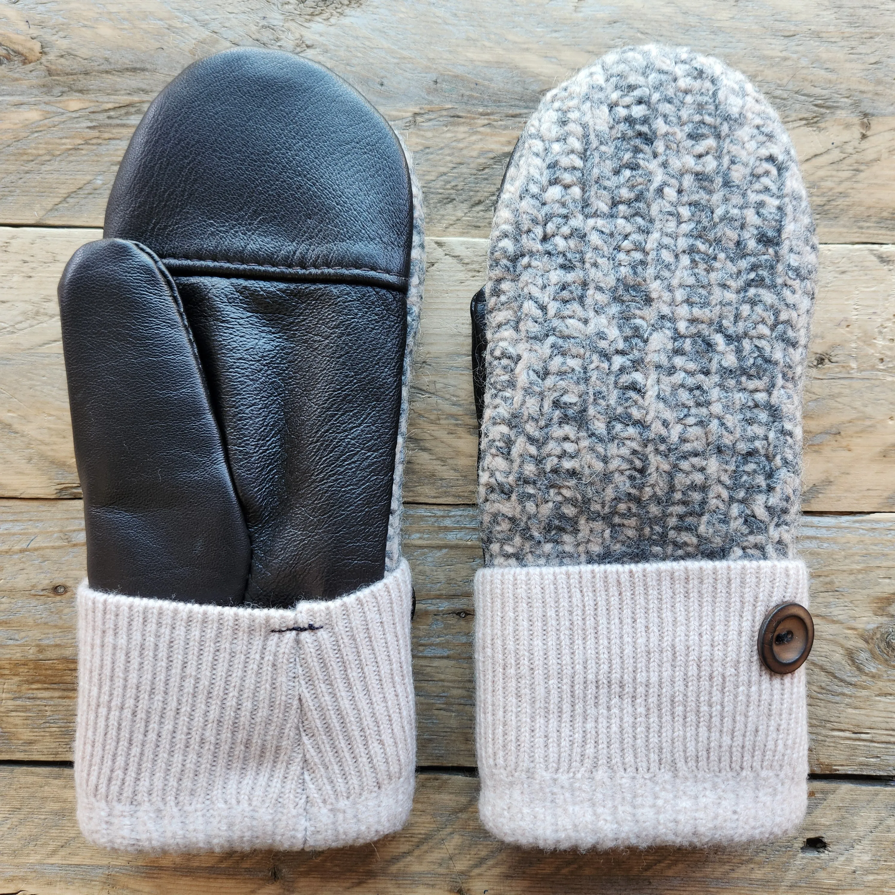 Luxe Wool Mittens with Leather or Suede