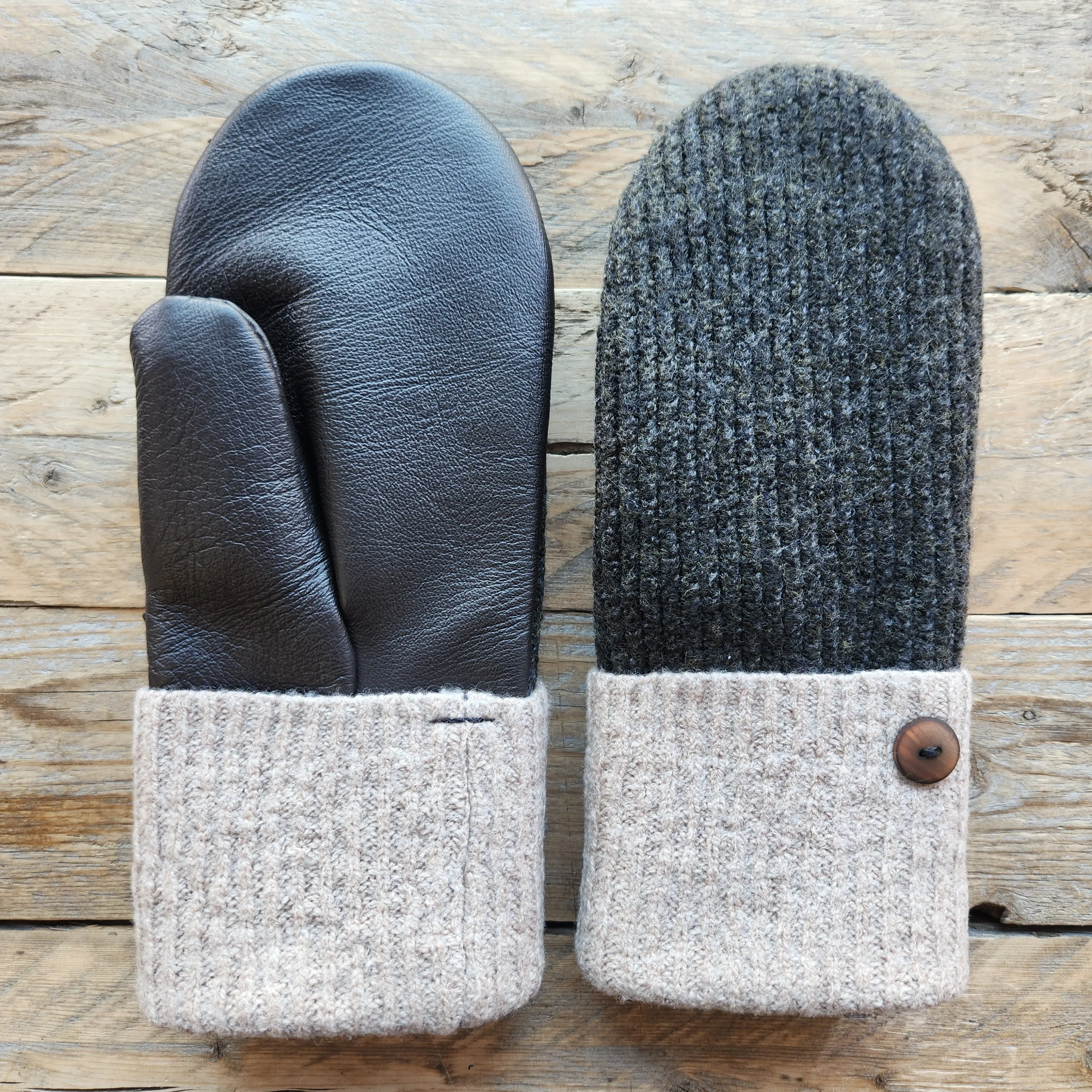Luxe Wool Mittens with Leather or Suede
