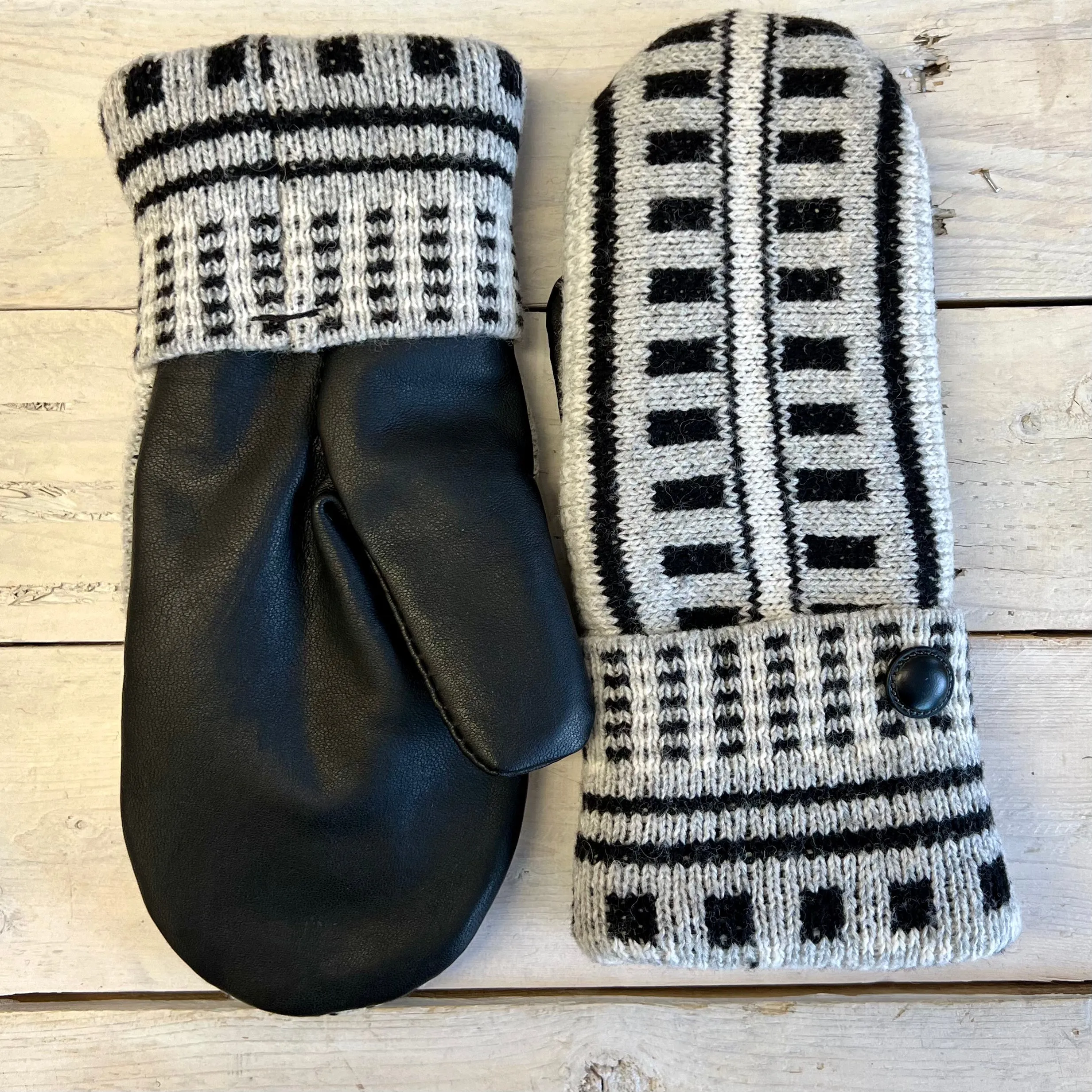 Luxe Wool Mittens with Leather or Suede