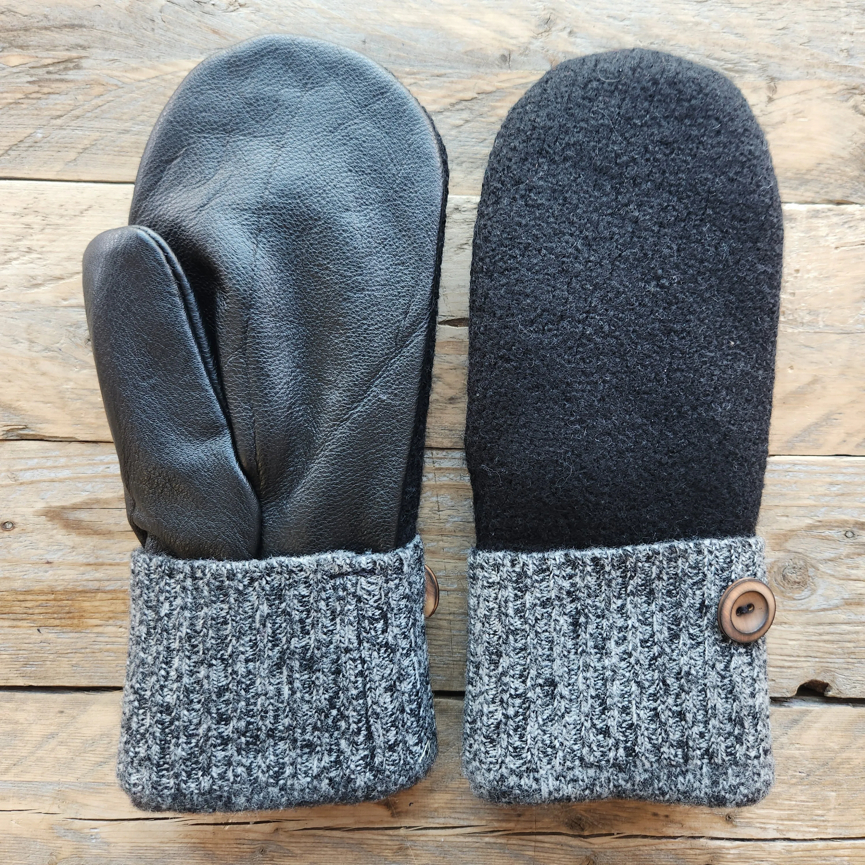 Luxe Wool Mittens with Leather or Suede