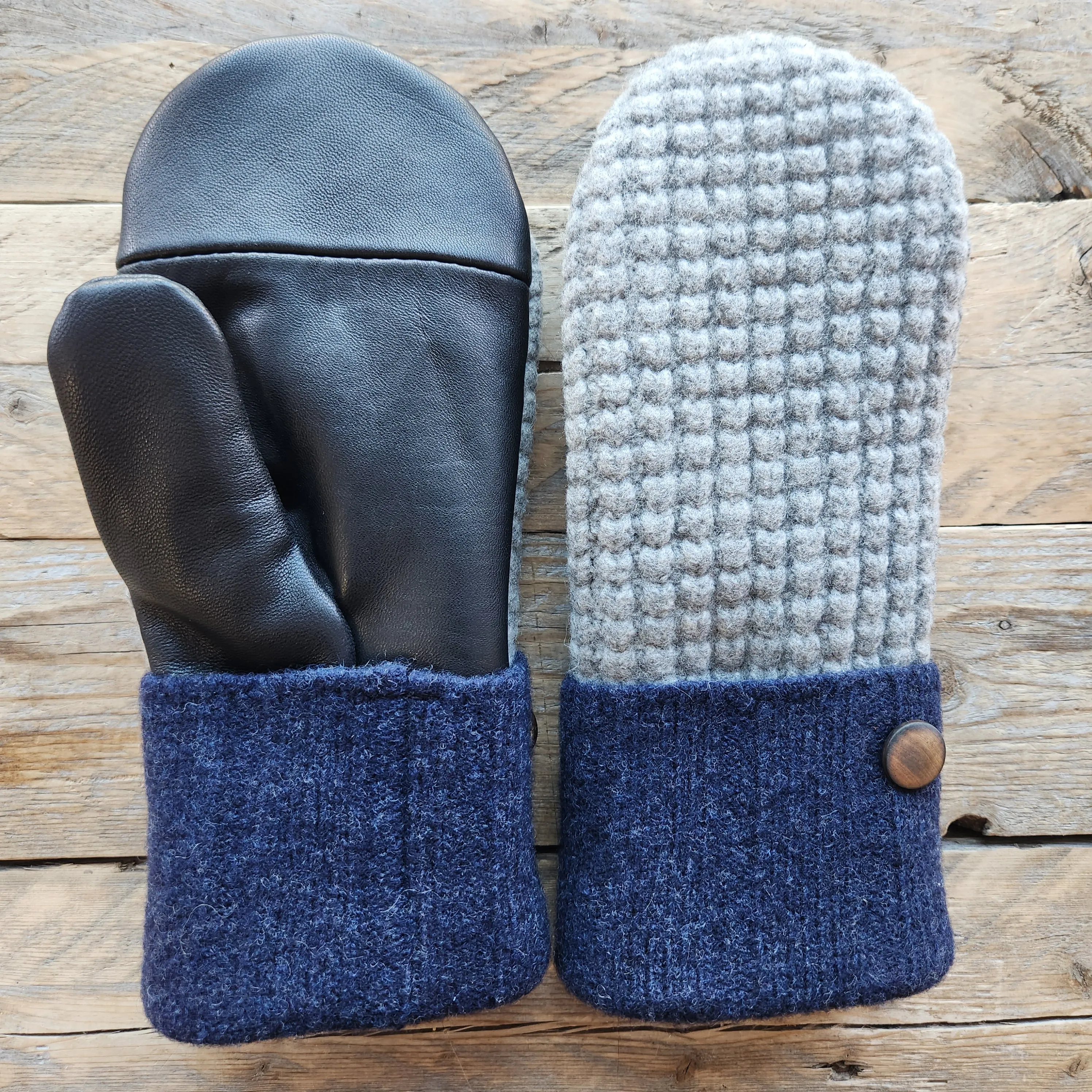 Luxe Wool Mittens with Leather or Suede