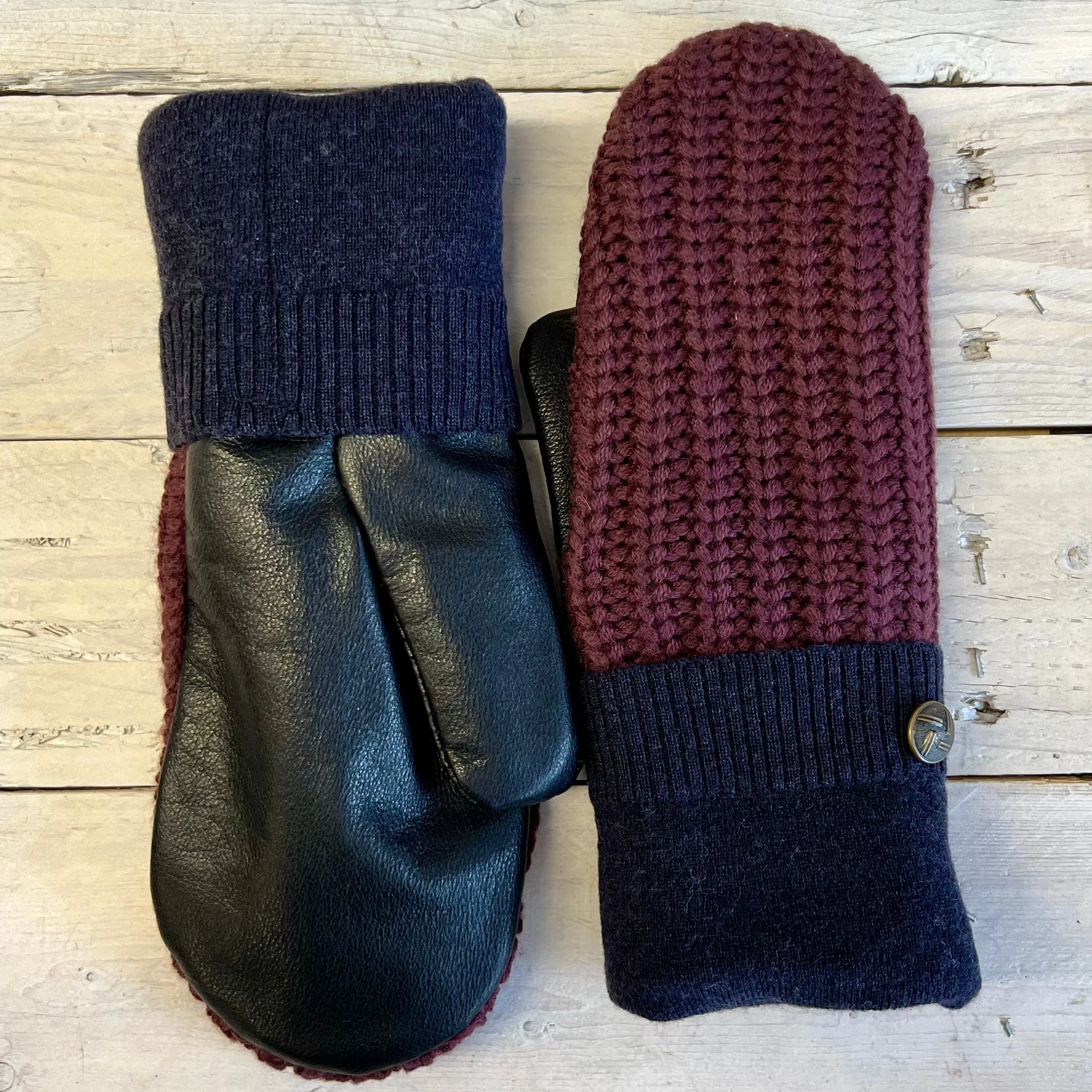 Luxe Wool Mittens with Leather or Suede