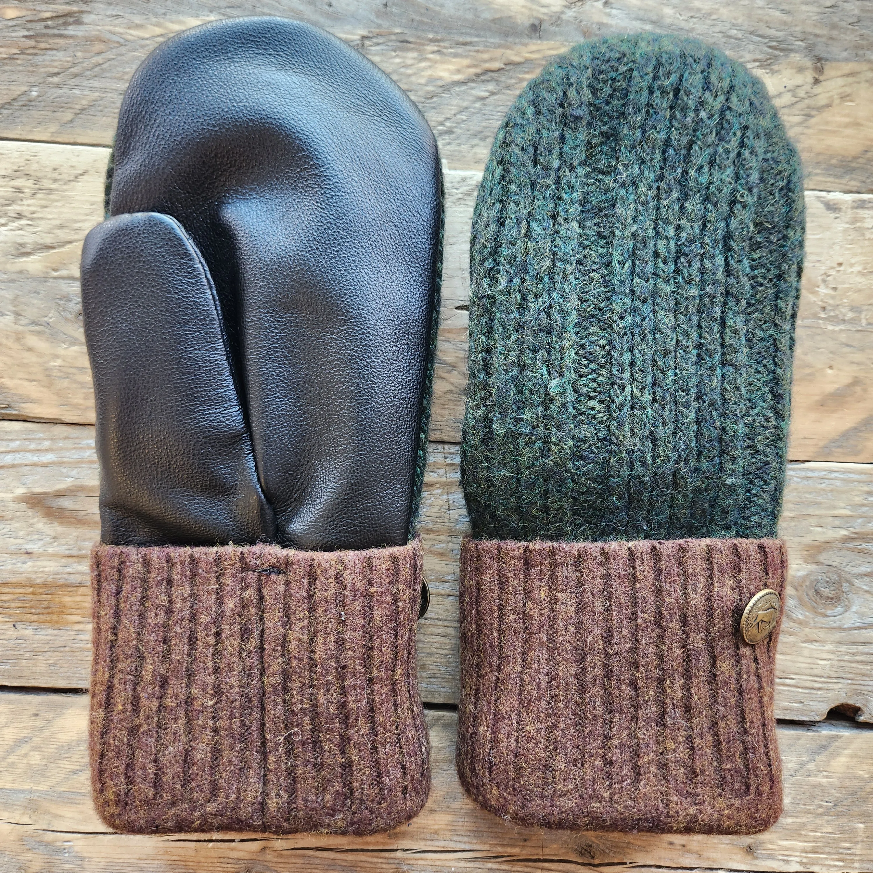 Luxe Wool Mittens with Leather or Suede