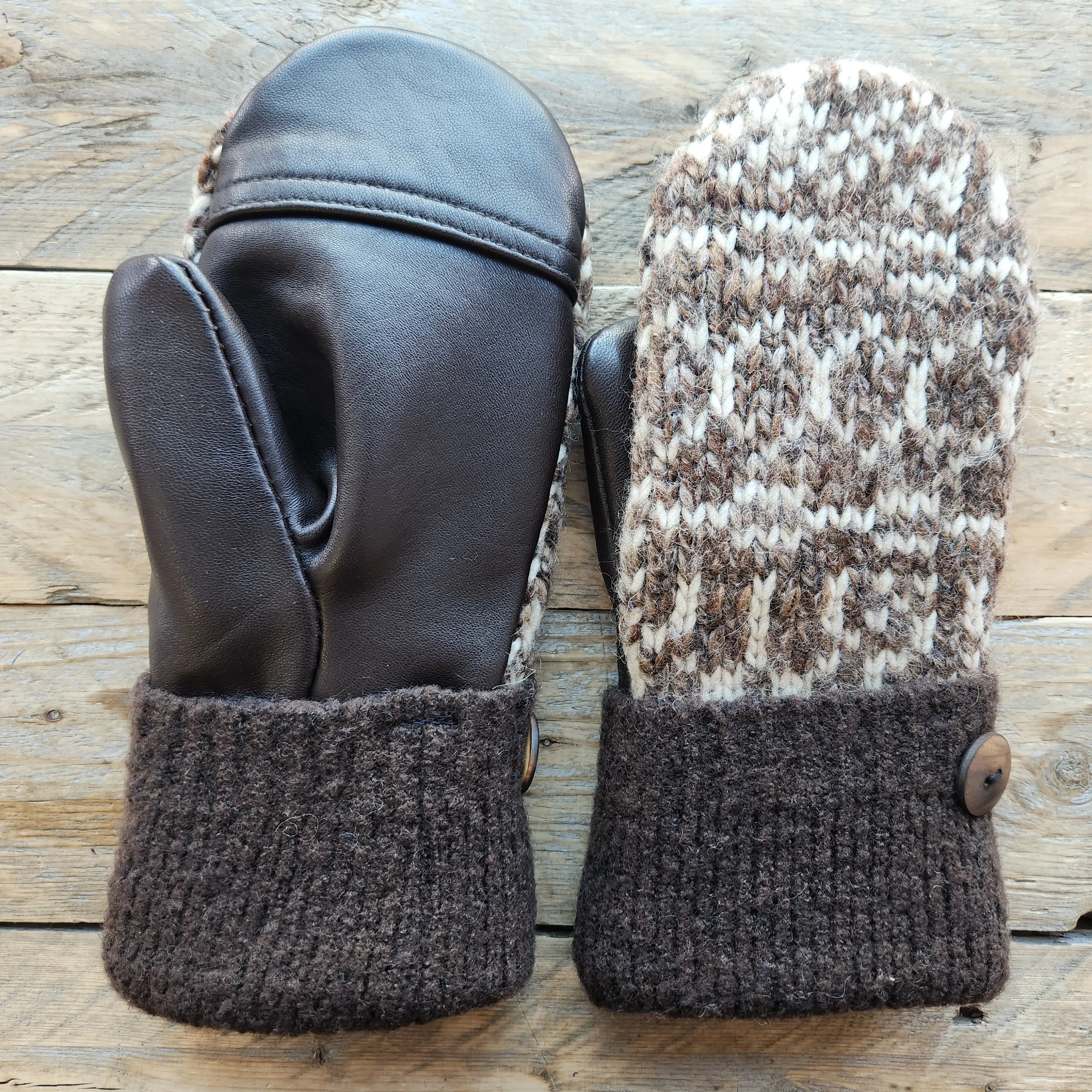 Luxe Wool Mittens with Leather or Suede