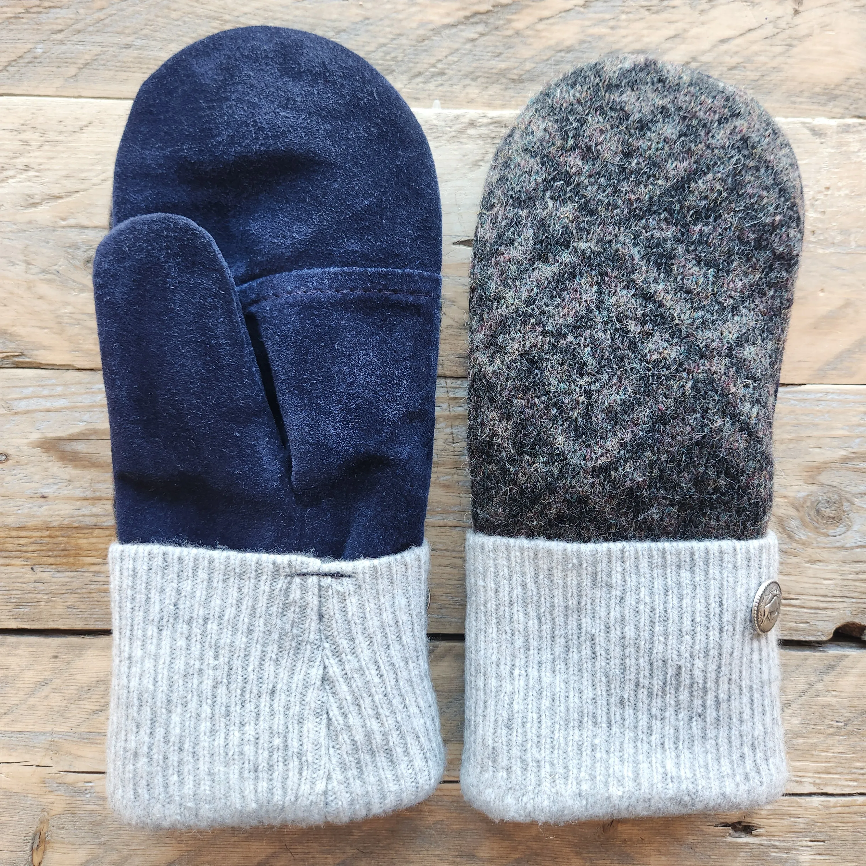 Luxe Wool Mittens with Leather or Suede