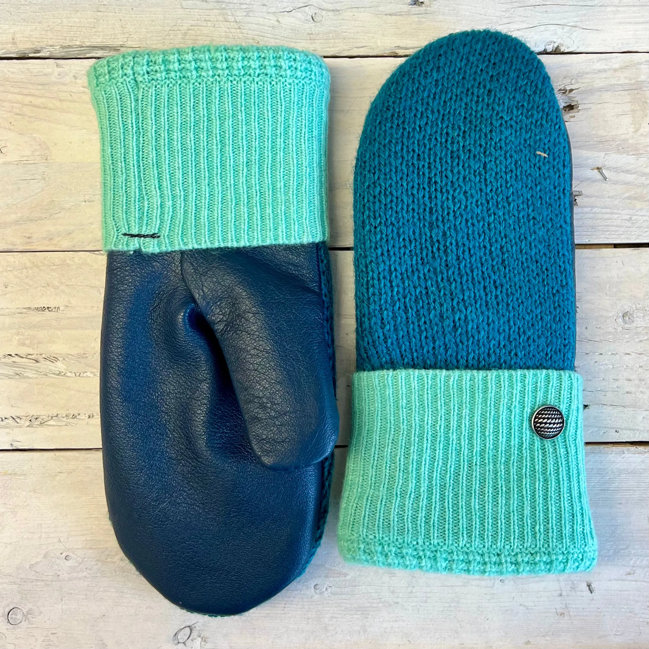 Luxe Wool Mittens with Leather or Suede