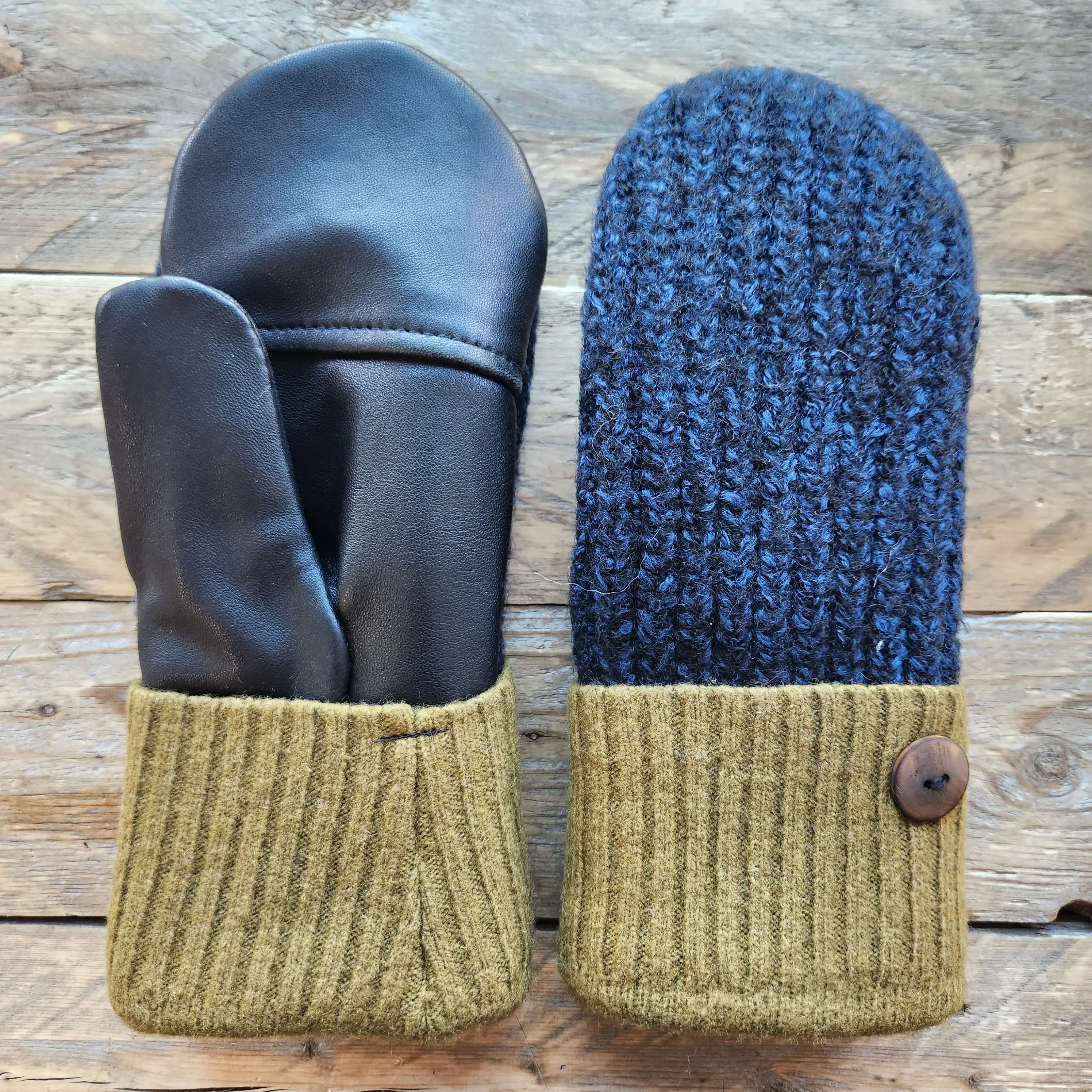 Luxe Wool Mittens with Leather or Suede