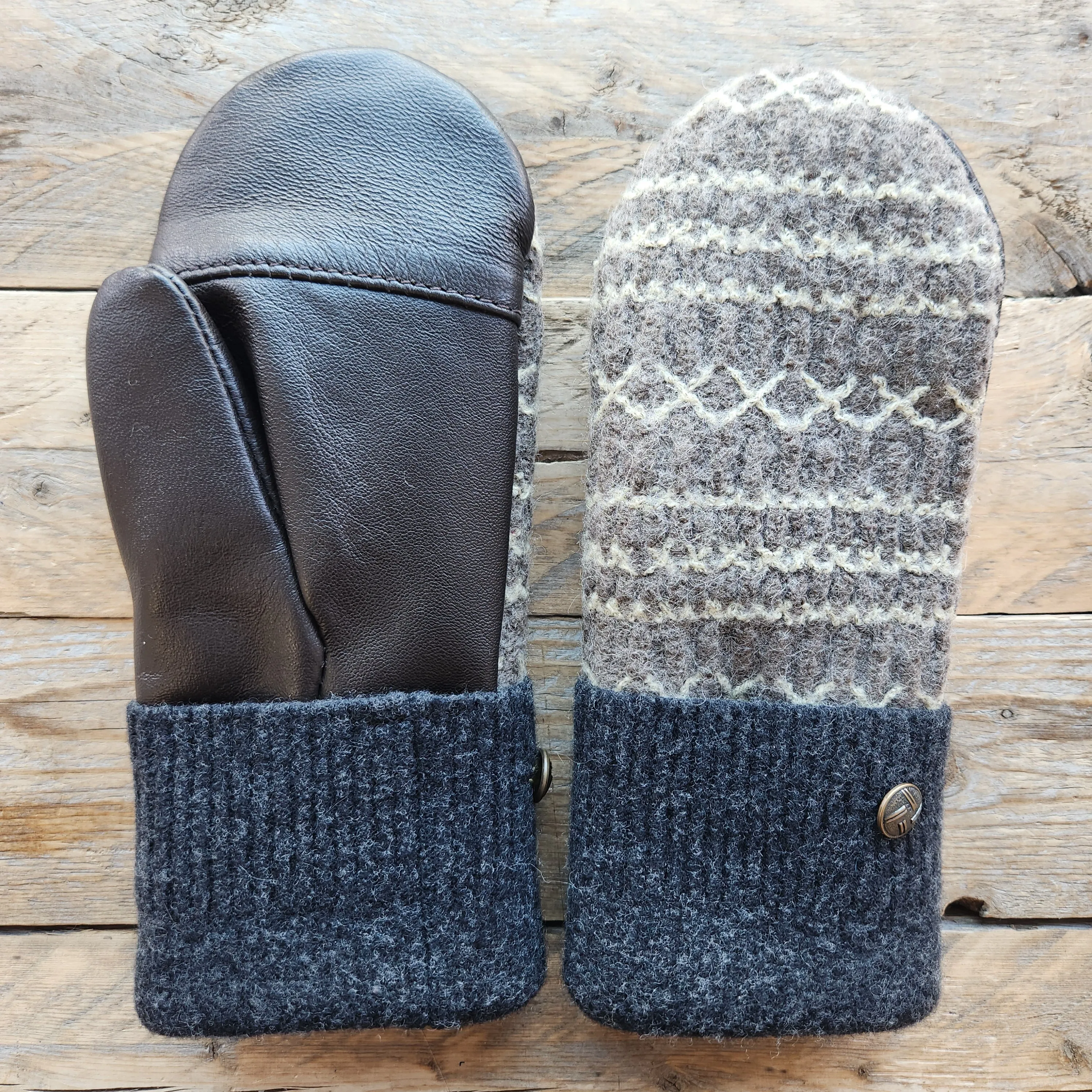 Luxe Wool Mittens with Leather or Suede