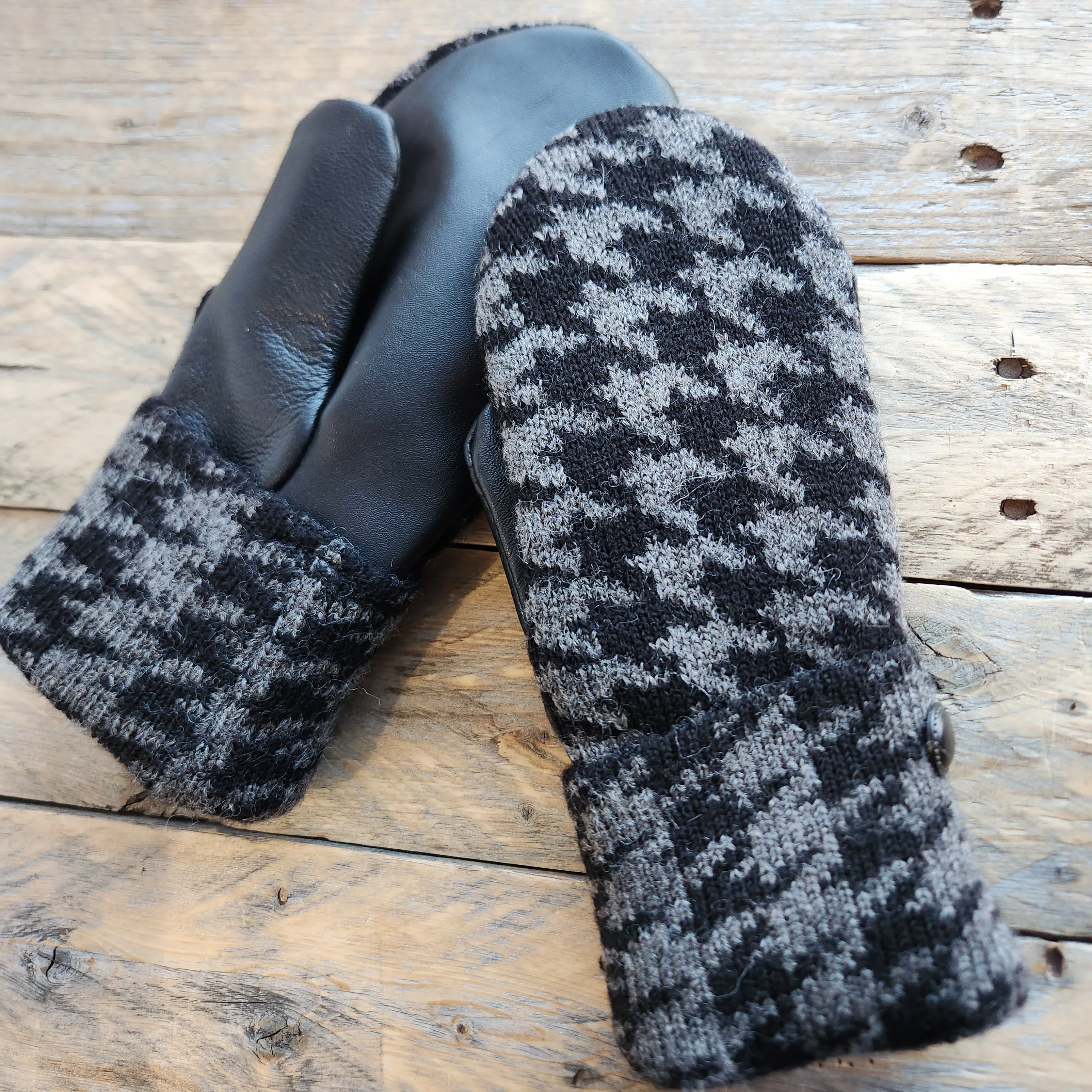 Luxe Wool Mittens with Leather or Suede