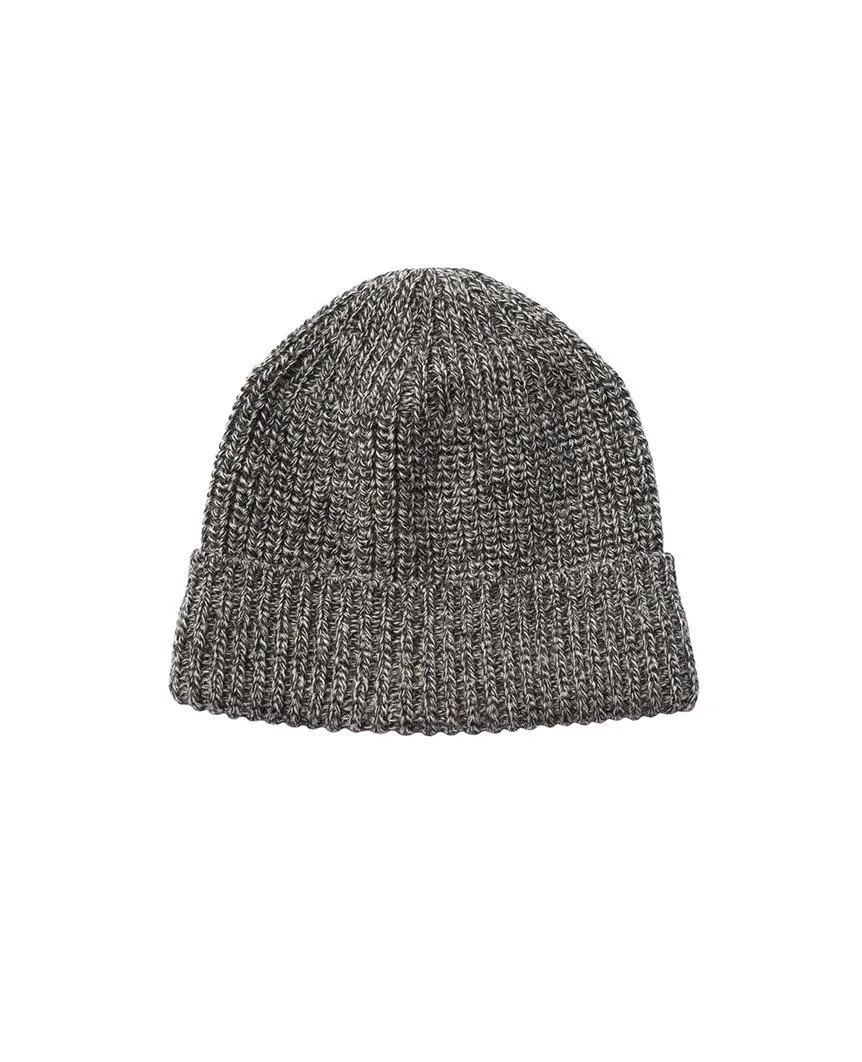 Machine Knit Watch Cap Melange Black
