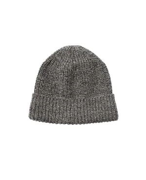 Machine Knit Watch Cap Melange Black