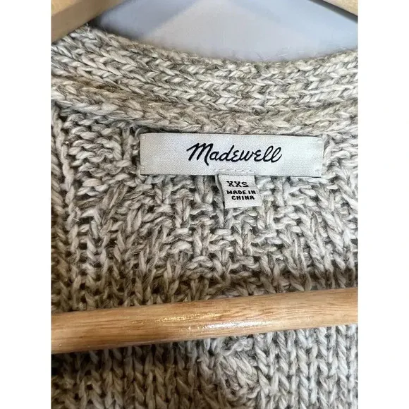 Madewell Cardigan Beige Sweater Chunky Knit Wool Alpaca Oversized Fit Size XXS