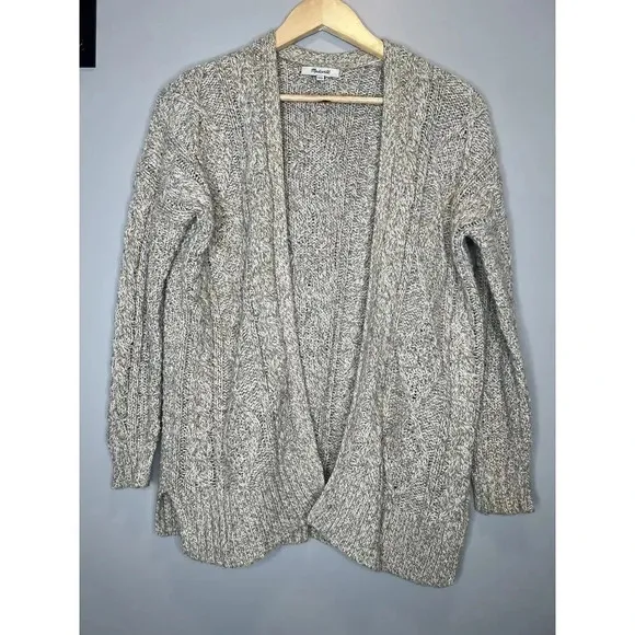 Madewell Cardigan Beige Sweater Chunky Knit Wool Alpaca Oversized Fit Size XXS