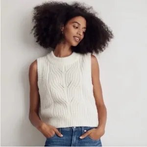 Madewell Pointelle Knowe Sweater Vest in Ivory Size XXL