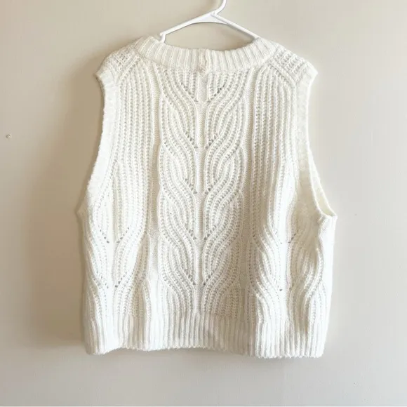 Madewell Pointelle Knowe Sweater Vest in Ivory Size XXL