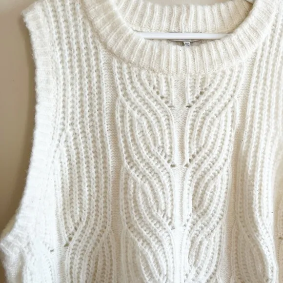 Madewell Pointelle Knowe Sweater Vest in Ivory Size XXL