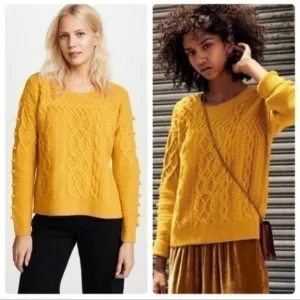 Madewell yellow cable wool sweater | 100% Merino Wool | Size XS