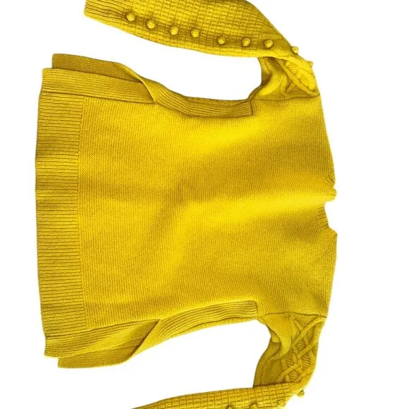 Madewell yellow cable wool sweater | 100% Merino Wool | Size XS