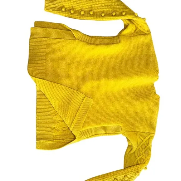 Madewell yellow cable wool sweater | 100% Merino Wool | Size XS