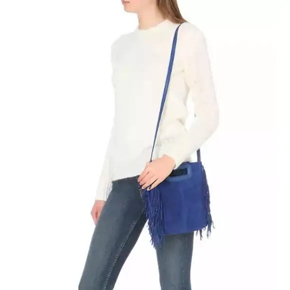 Maje Marne Sweater Crew Neck Mohair Wool Blend Fitted Pullover Ecru White