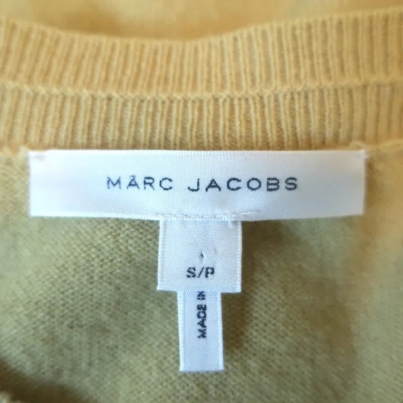 Marc Jacobs Beaded Cardigan Yellow Wool-Cashmere Size Small