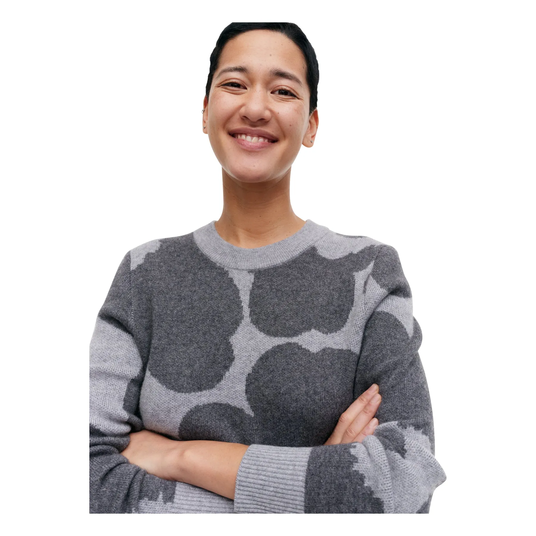 Marimekko Aukio Unikko Cashmere Pullover Gray
