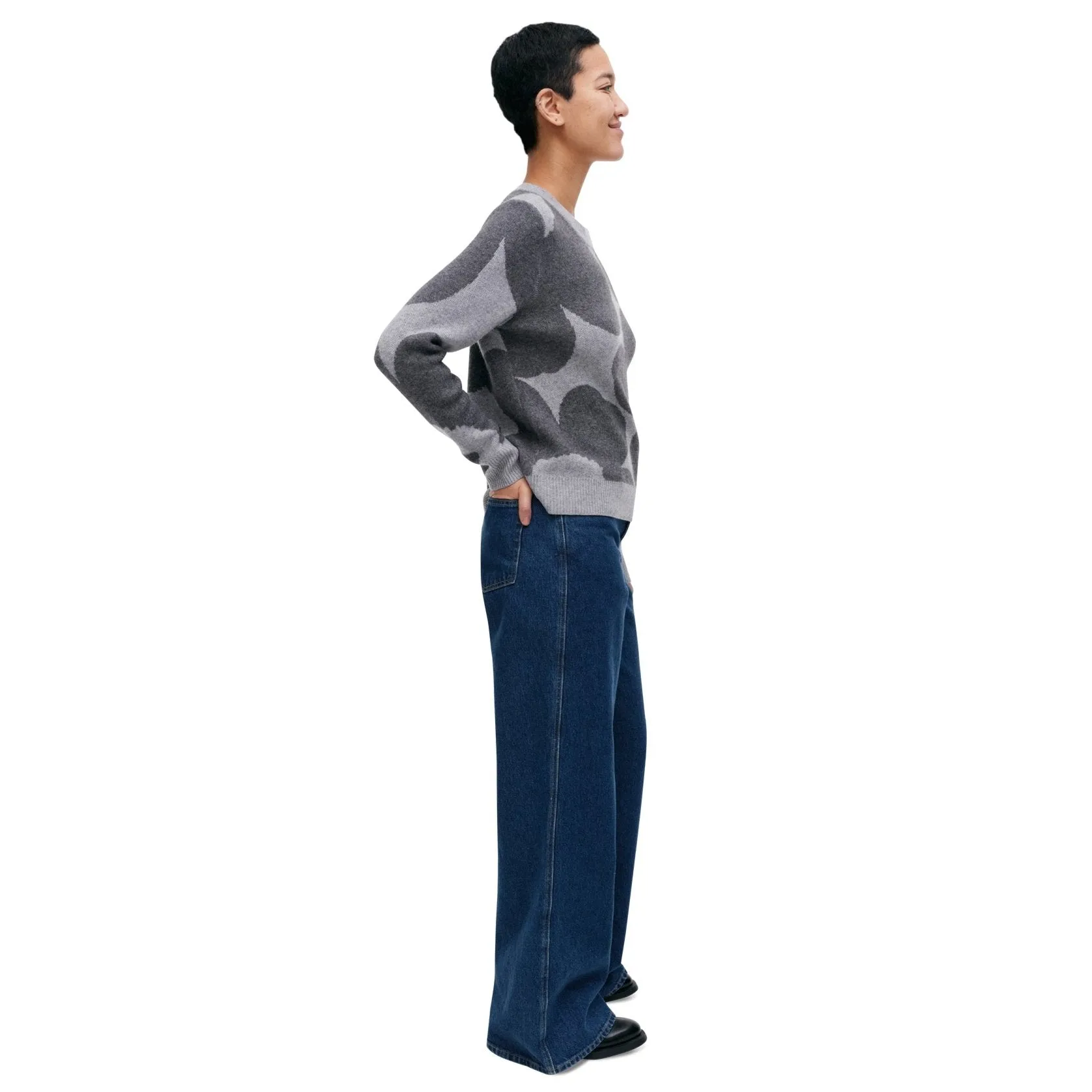 Marimekko Aukio Unikko Cashmere Pullover Gray