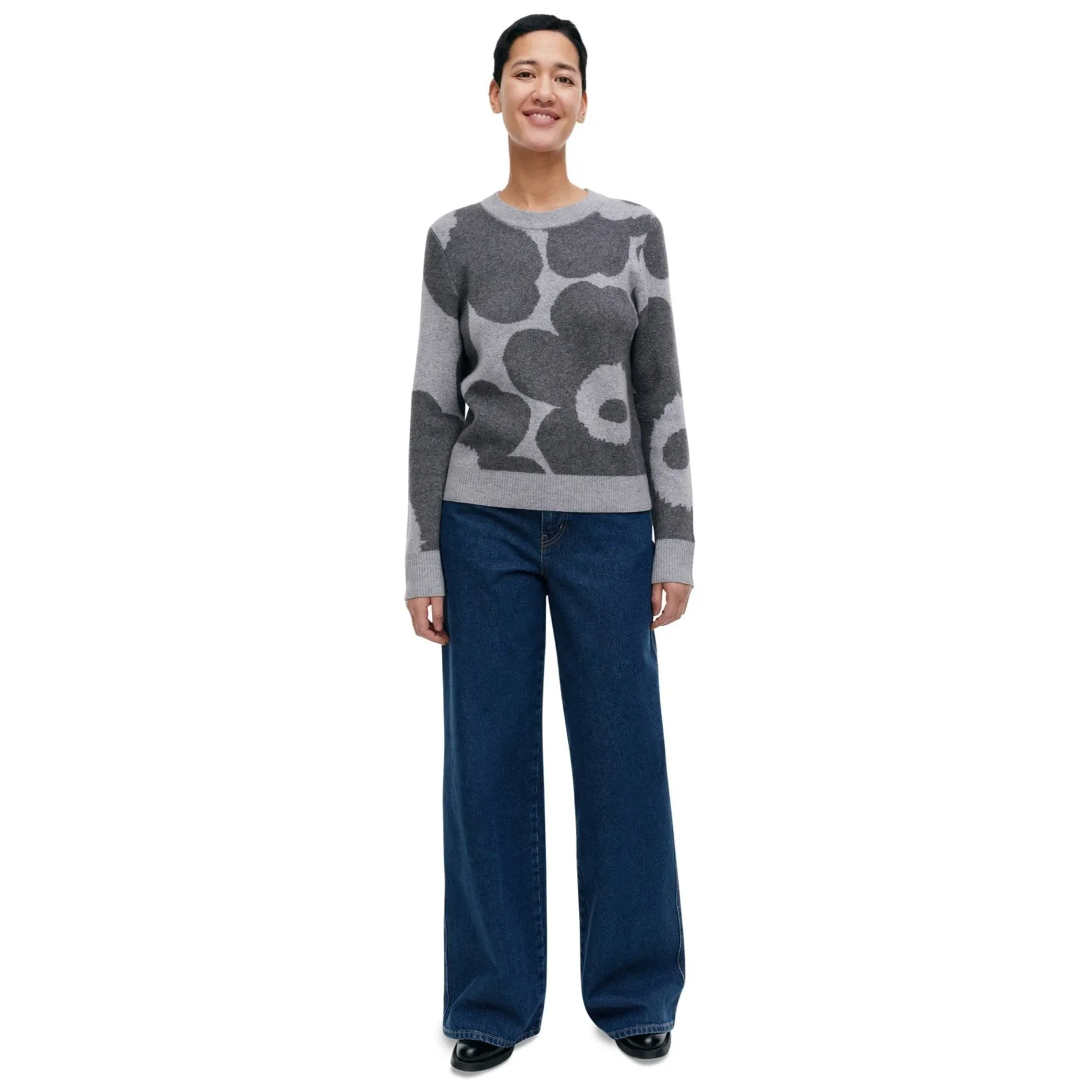 Marimekko Aukio Unikko Cashmere Pullover Gray