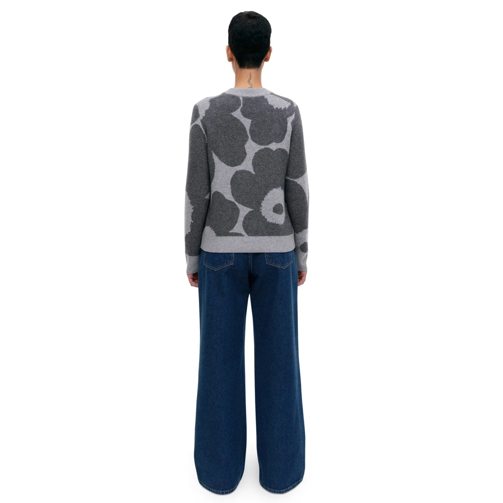 Marimekko Aukio Unikko Cashmere Pullover Gray