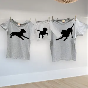 Matching family Dog t shirt set for mum, dad and Puppy