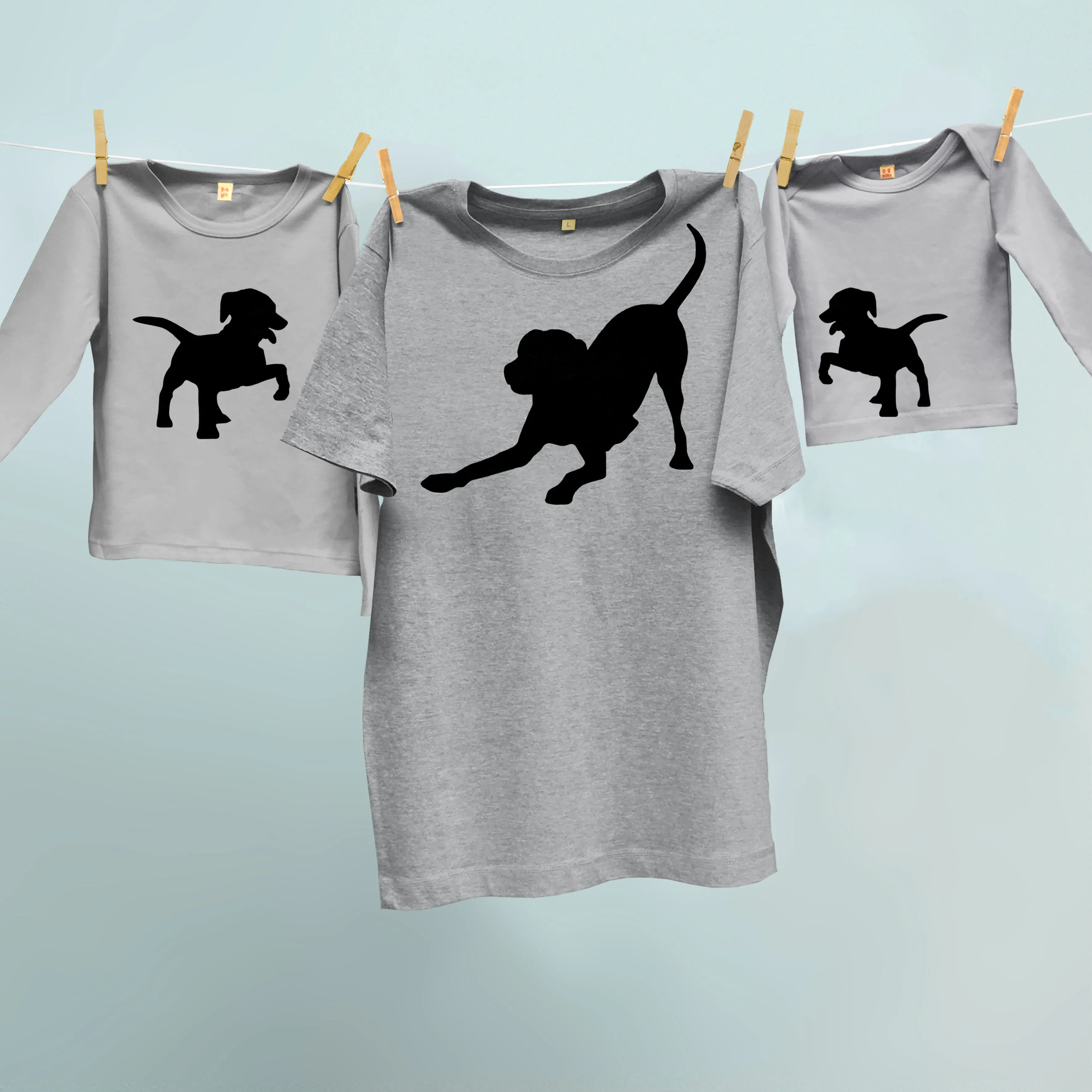 Matching family Dog t shirt set for mum, dad and Puppy
