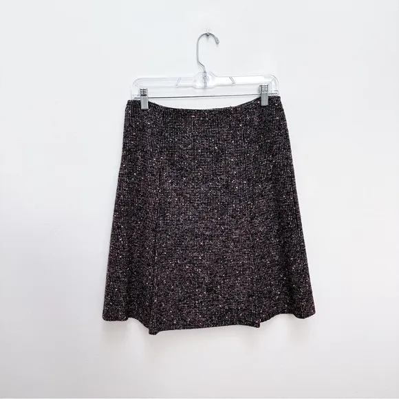 MaxMara Brown &amp; Gray Tweed Boucle Pleated Skirt