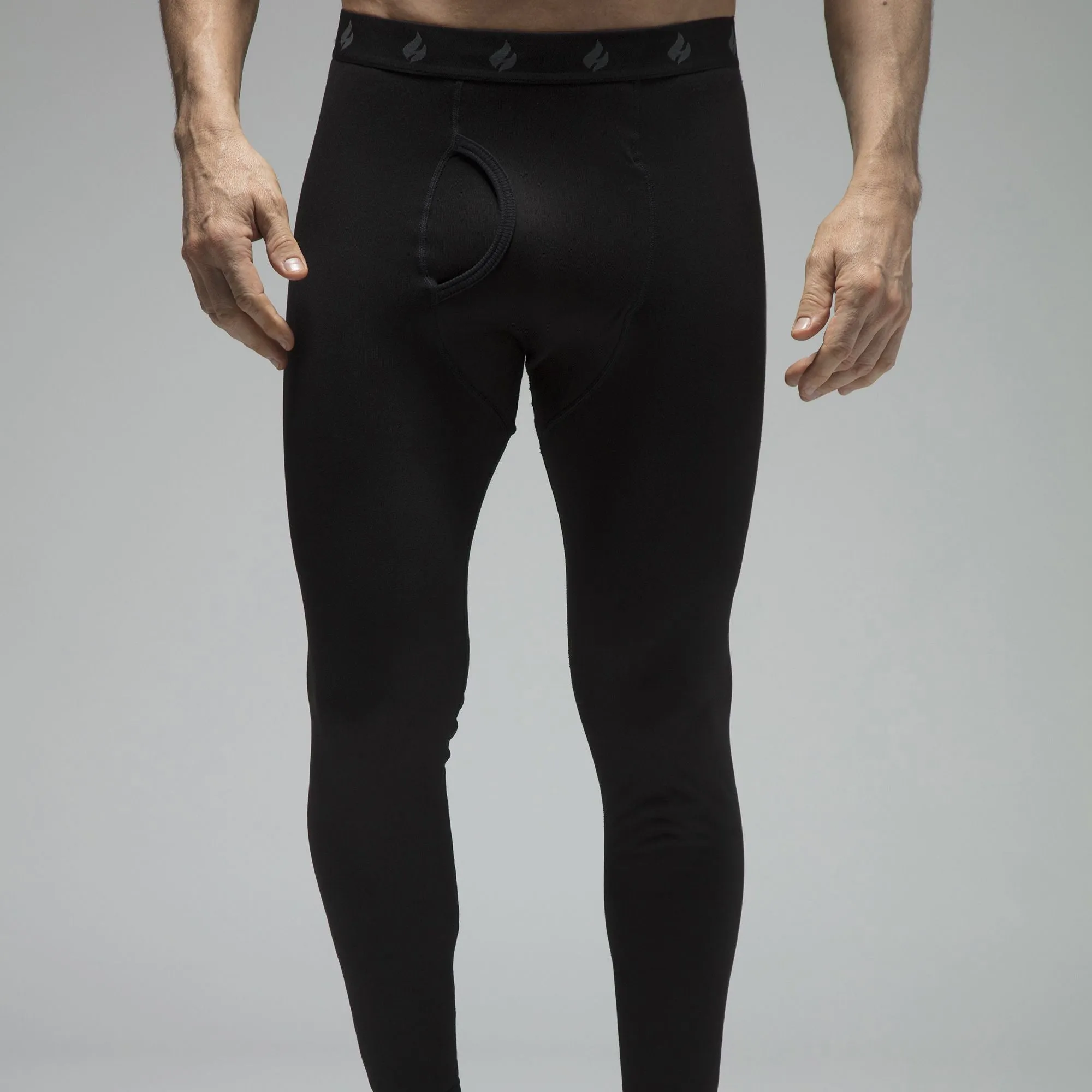 Mens Fleece Lined Base Layer Thermal Long John Bottoms
