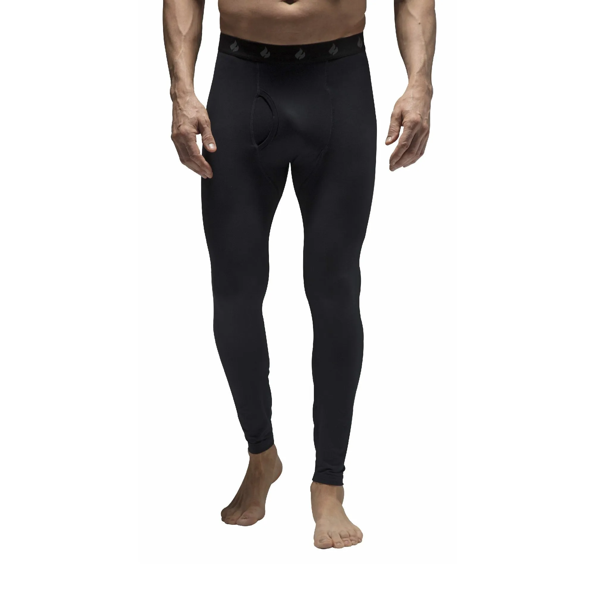 Mens Fleece Lined Base Layer Thermal Long John Bottoms