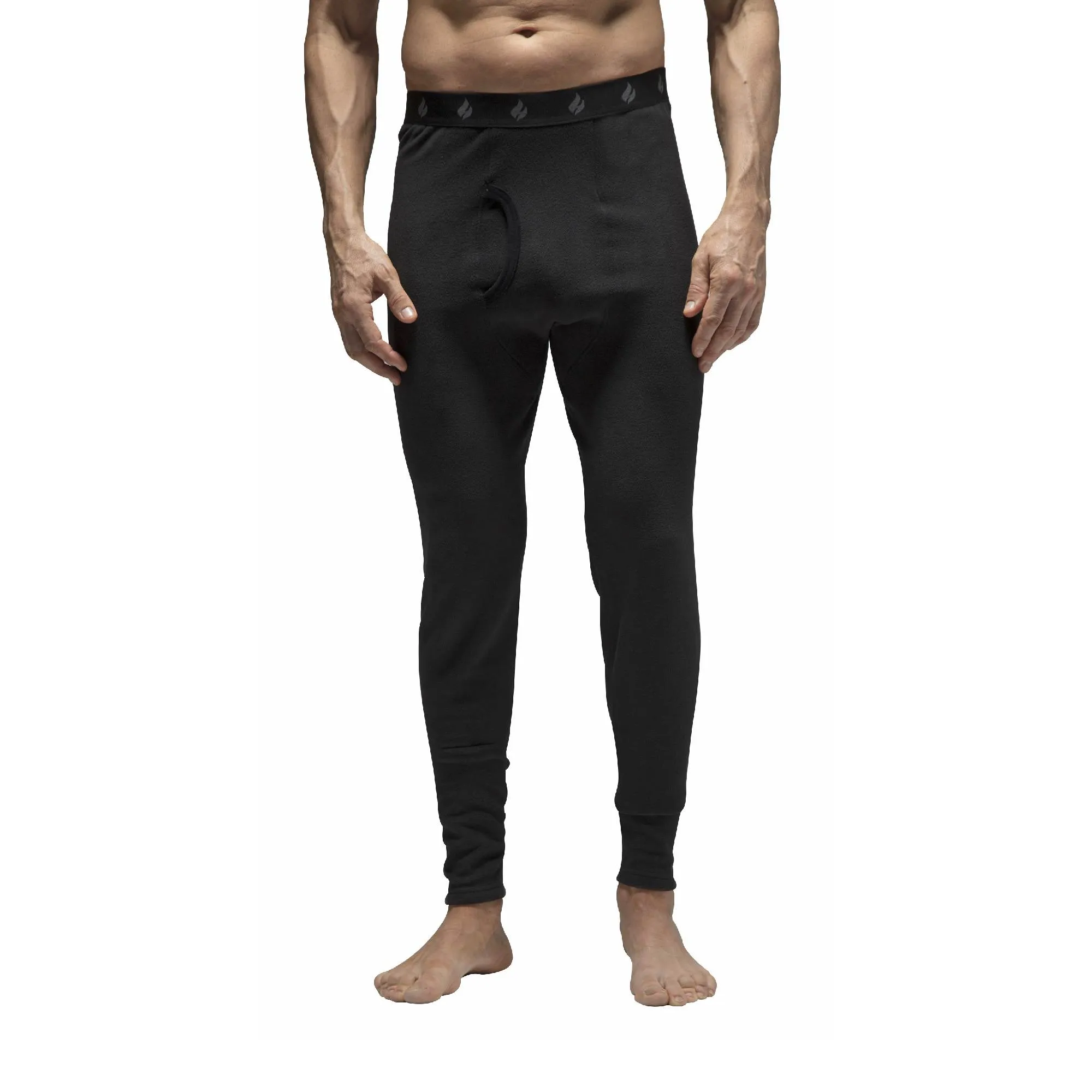 Mens Fleece Lined Base Layer Thermal Long John Bottoms