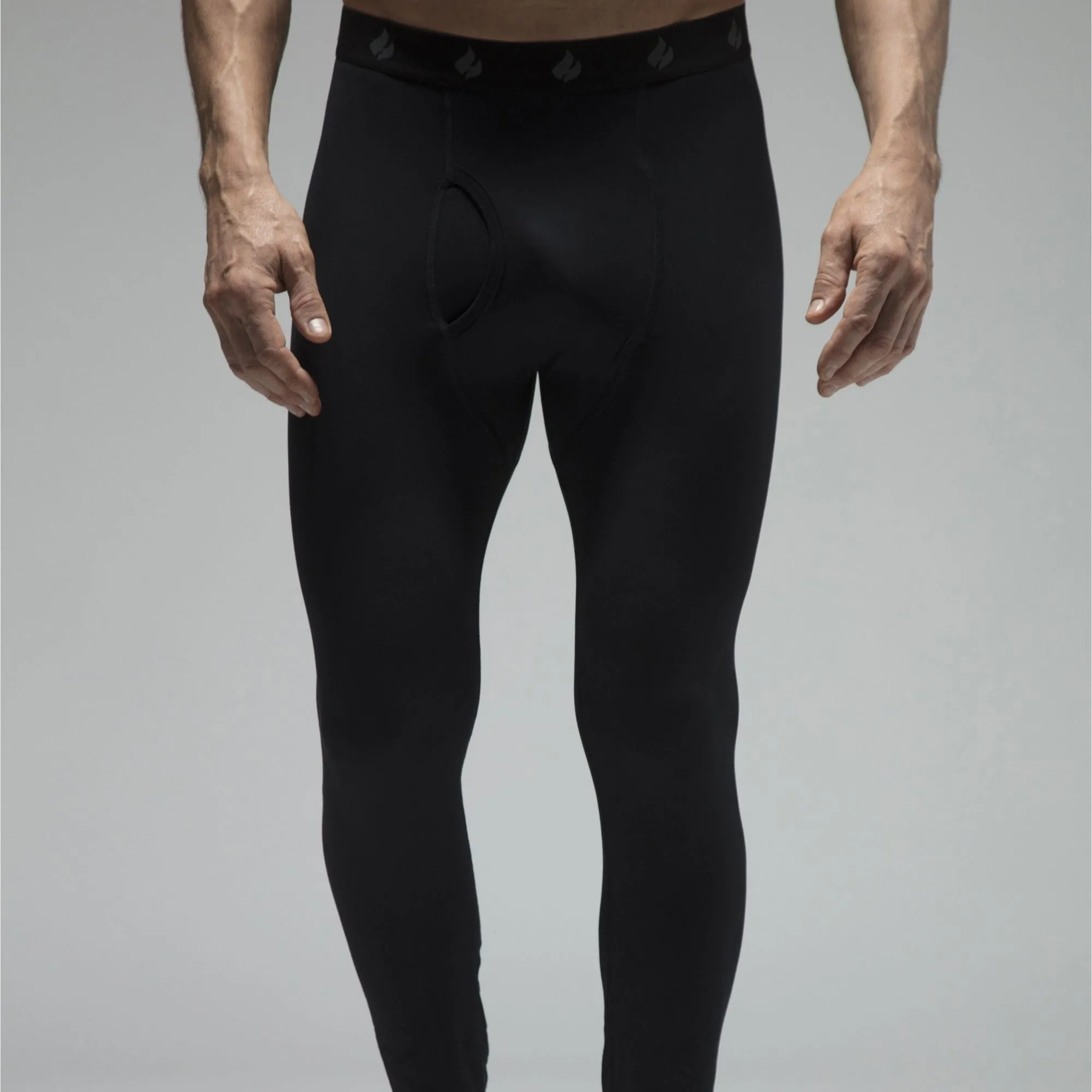 Mens Fleece Lined Base Layer Thermal Long John Bottoms