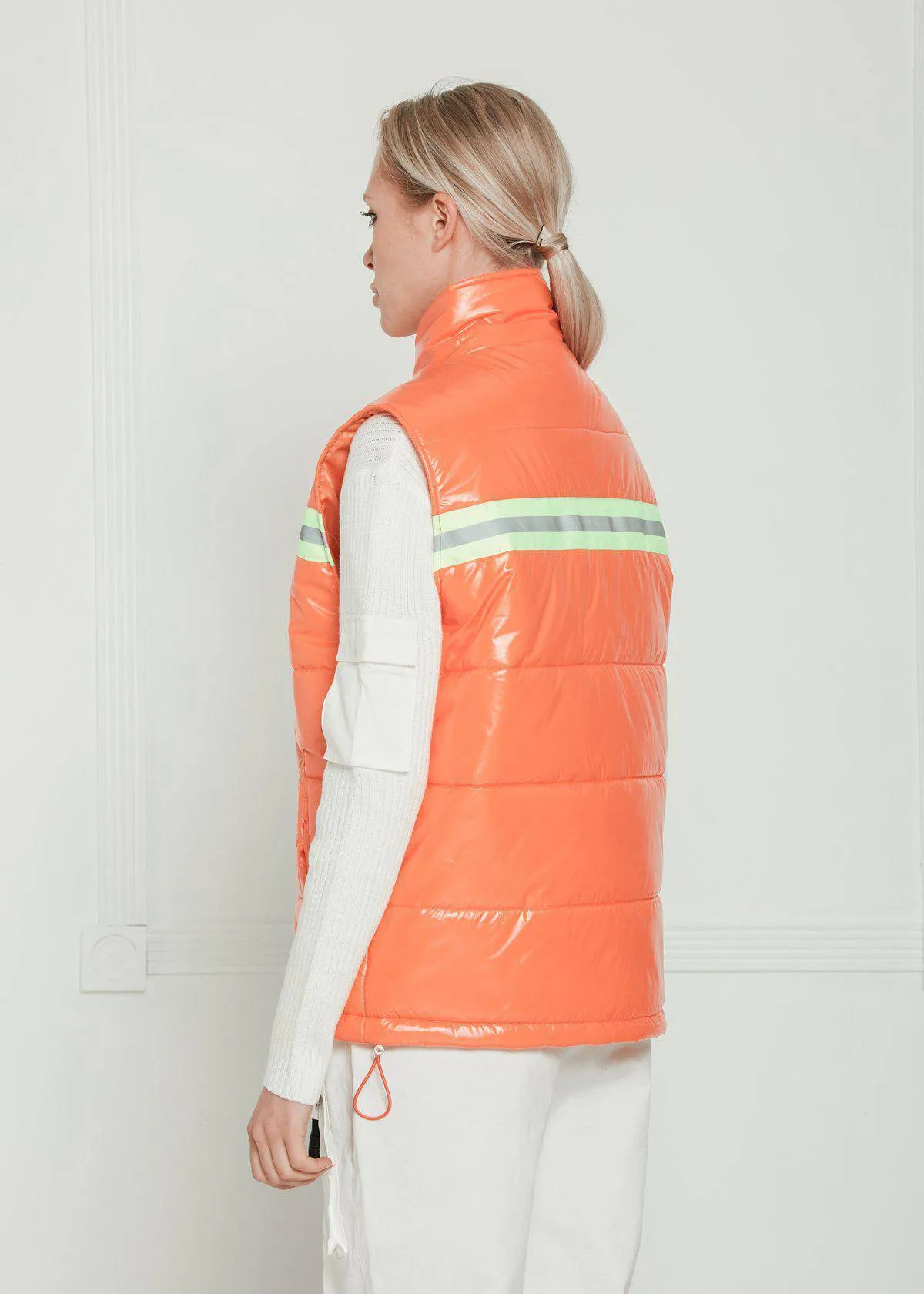 Men's Zip-Up Puffer Vest In Orange