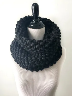 Merino Bubble Fluff Cowl in Almost Black
