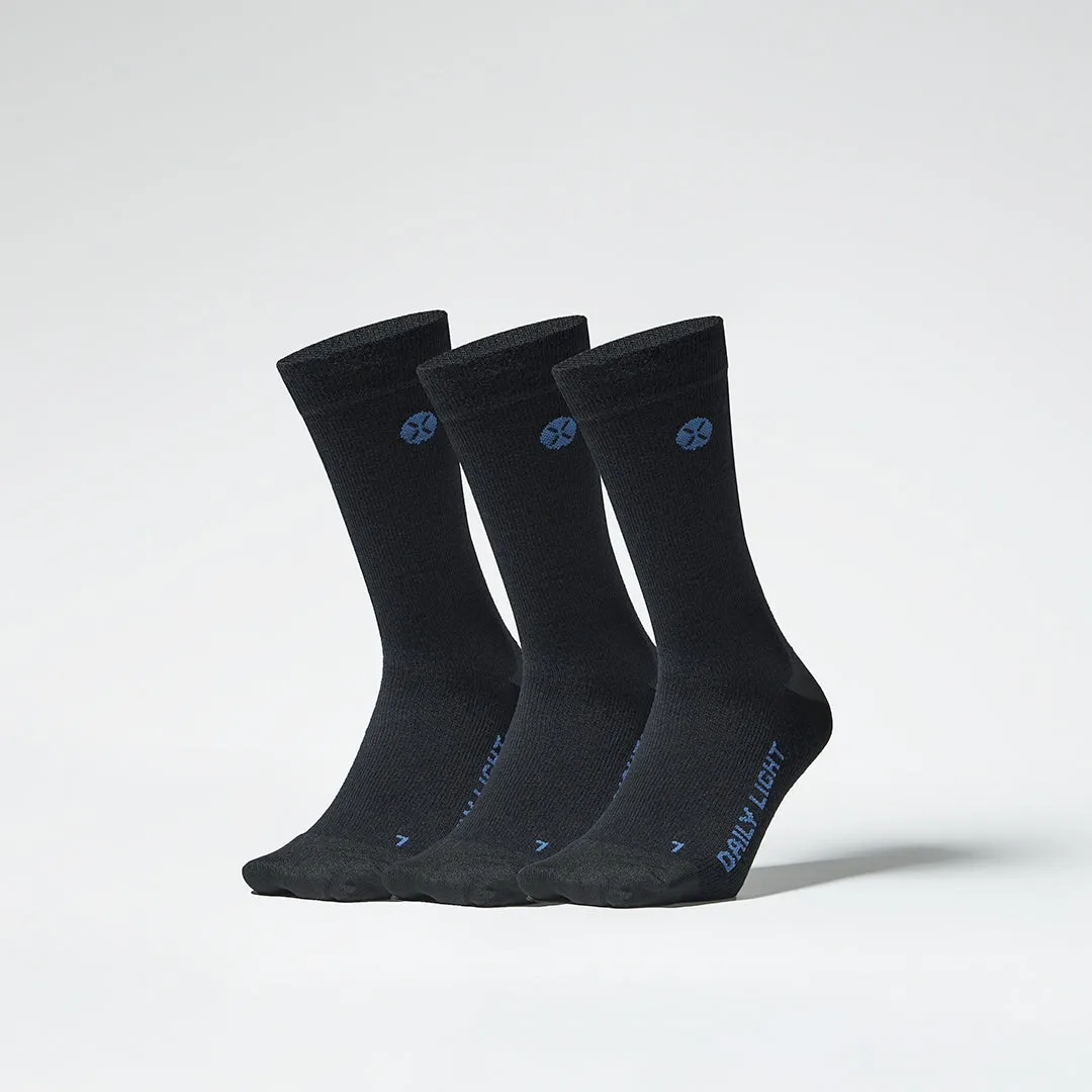 Merino Everyday Mid Calf Socks Men 3-Pack | Black / Blue