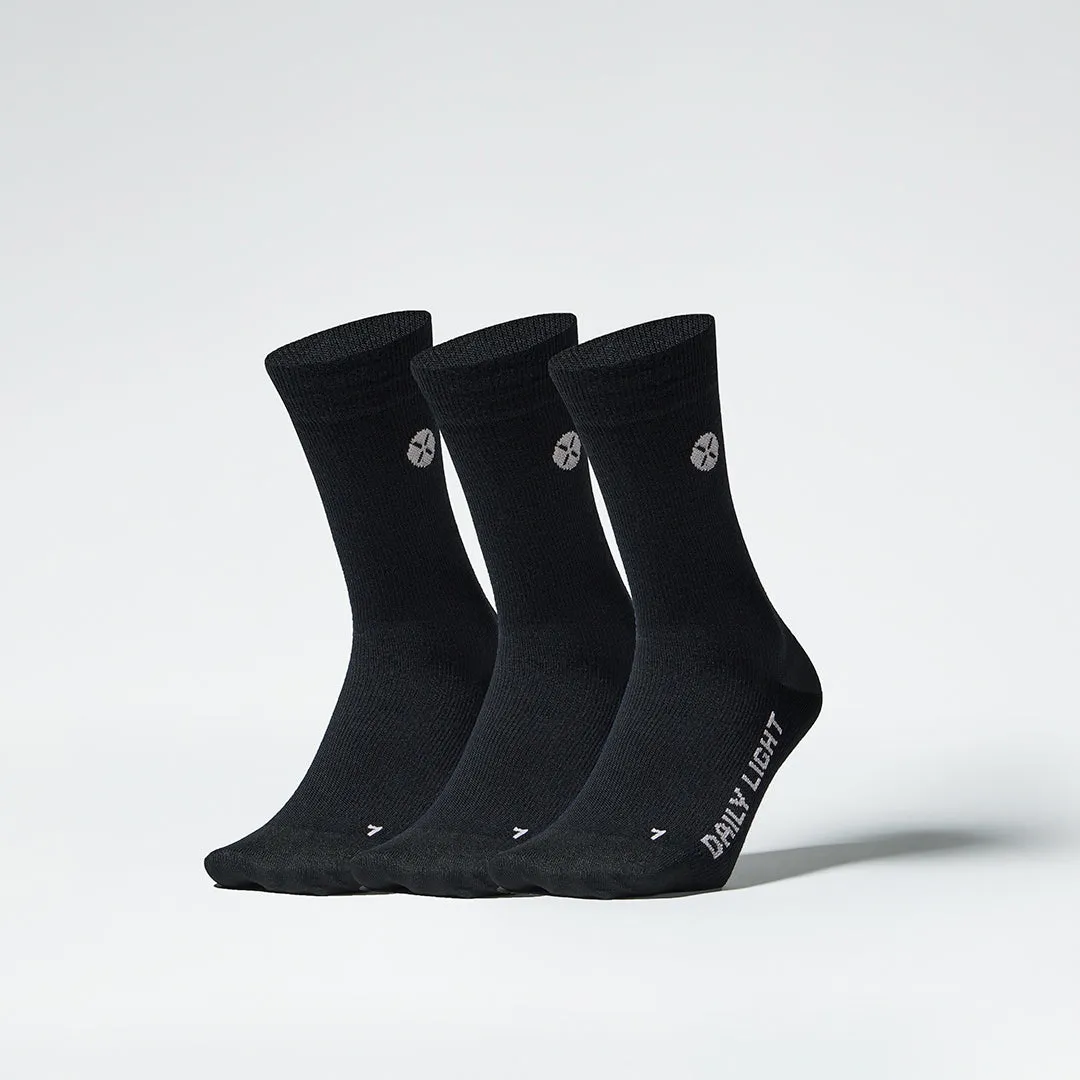 Merino Everyday Mid Calf Socks Women 3-Pack | Black / Pink