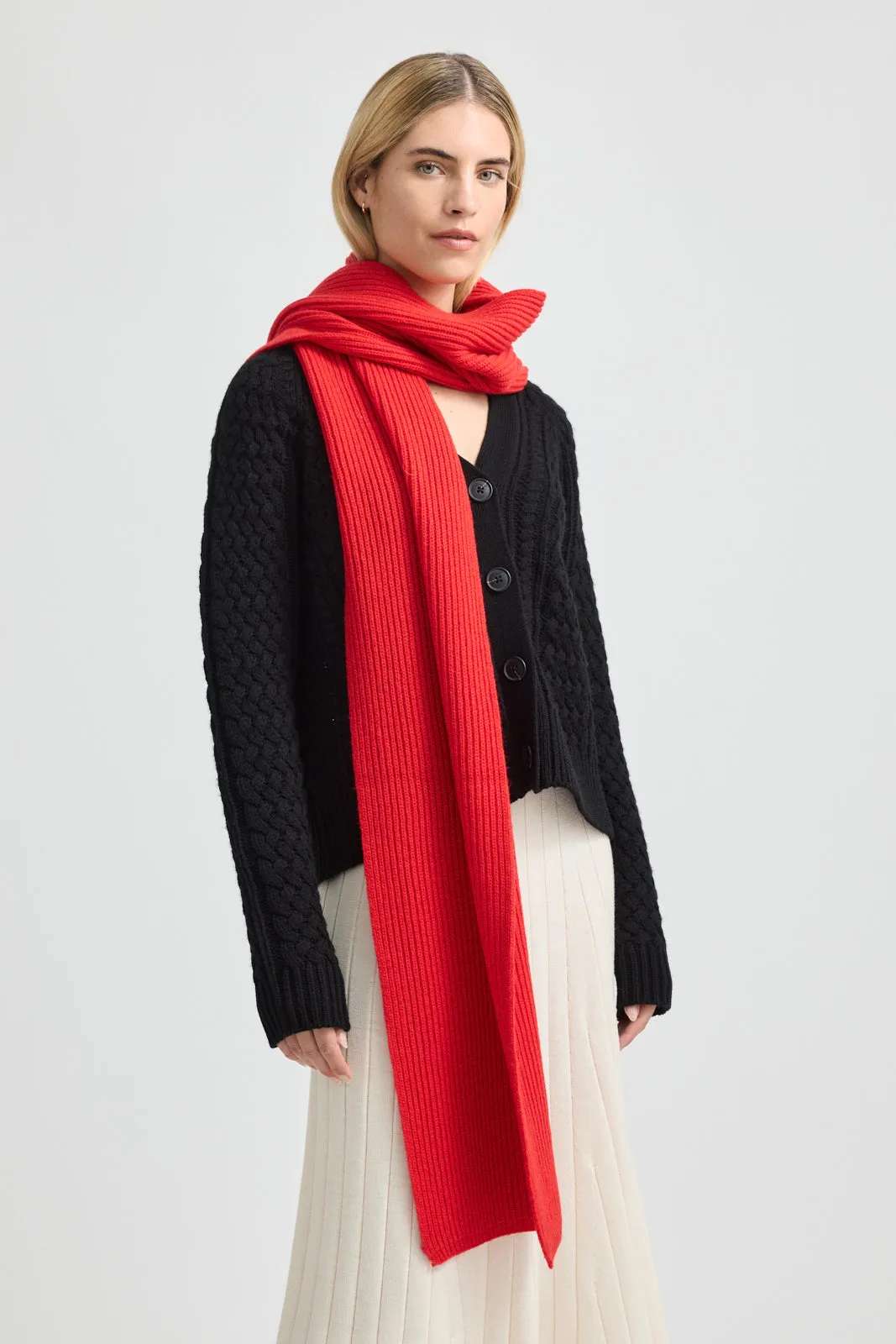 Merino Rib Scarf | Red