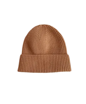 Merino wool beanie in camel