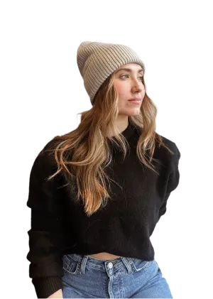 Merino wool beanie in mushroom